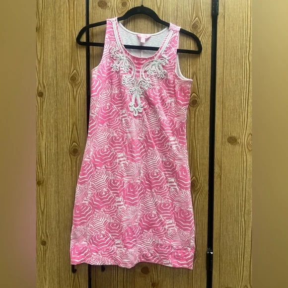 Lilly Pulitzer Pink and White Sleeveless Dress lace beach - Picture 1 of 3